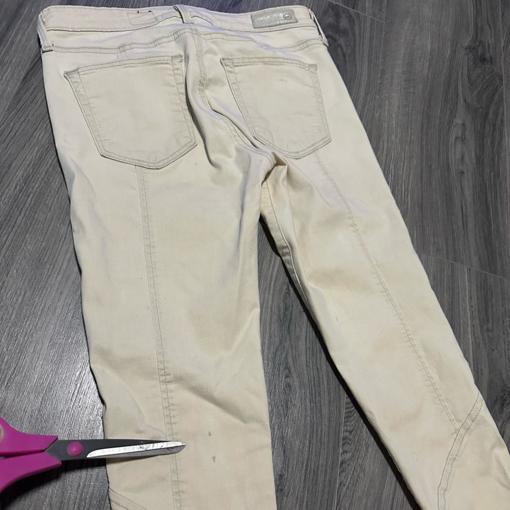 AG Adriano goldschmied The Reagan paneled zipper skinny ivory tan size 27 - Picture 11 of 11